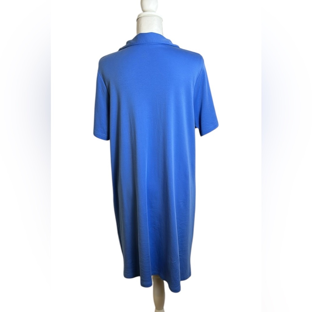 Preppie Isaac Mizrahi Live Size 1X Country Club Blue Pima Cotton Polo Dress - Picture 2 of 6